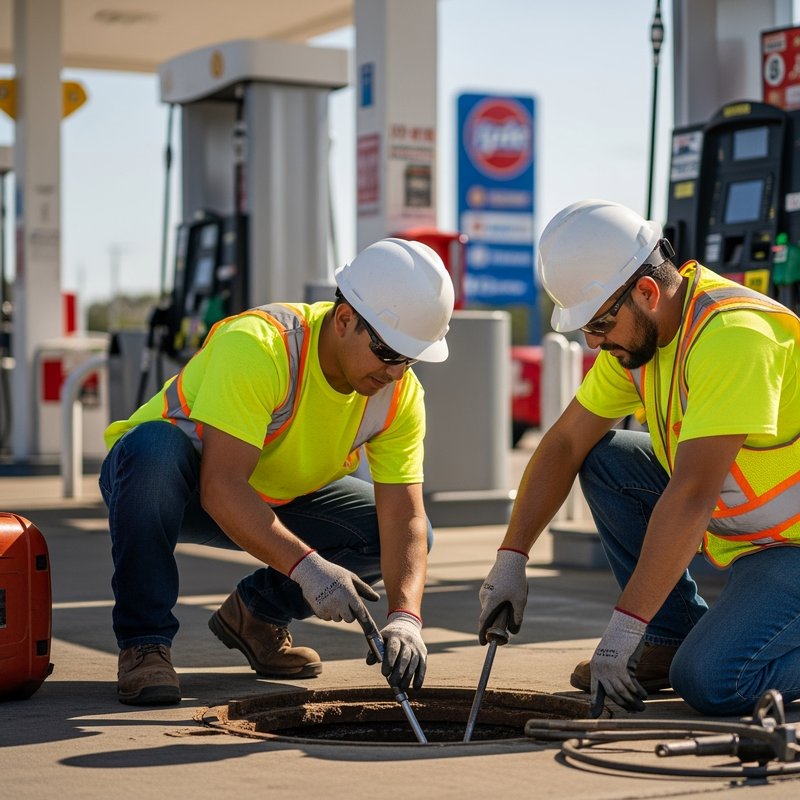 Service contractor working at a gas station