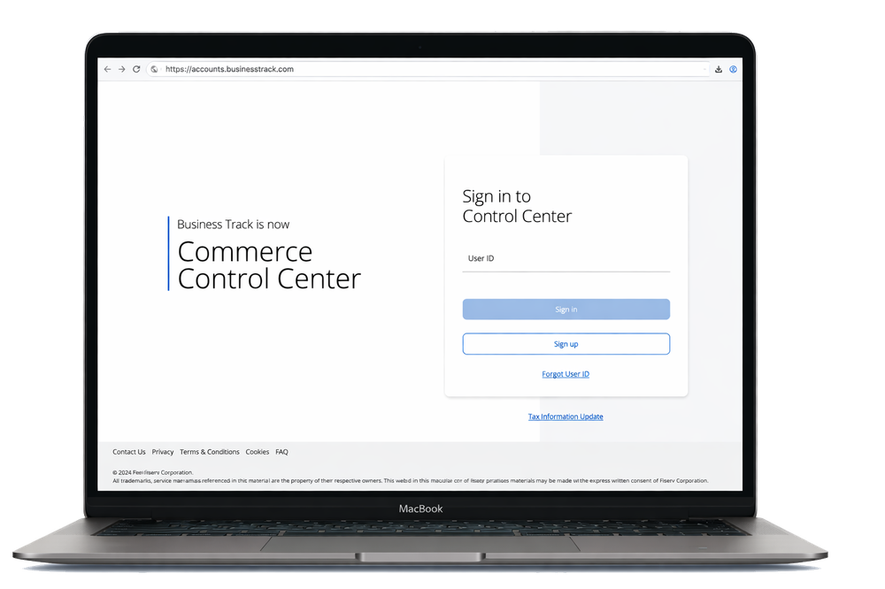 Commerce Control Center dashboard on MacBook